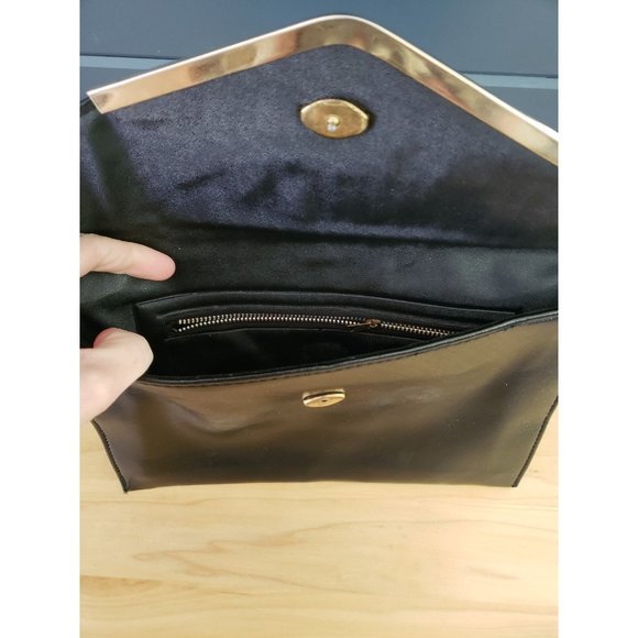 Vintage Faux‎ Leather Black Envelope Clutch - Picture 4 of 4